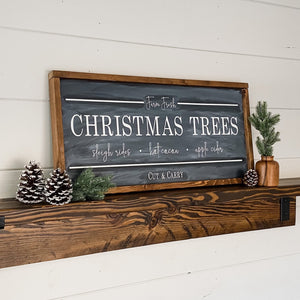 Handcrafted Farm Fresh Christmas Trees sign made out of wood