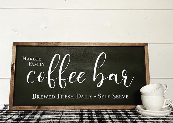 Handcrafted wooden farmhouse-style Coffee Bar sign