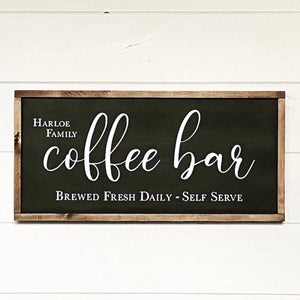 Handcrafted wooden farmhouse-style Coffee Bar sign