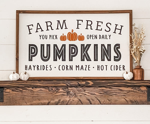 Handcrafted Farm Fresh Pumpkins sign made out of wood