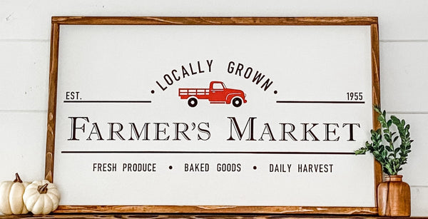 Handcrafted Farmer's Market sign made out of wood