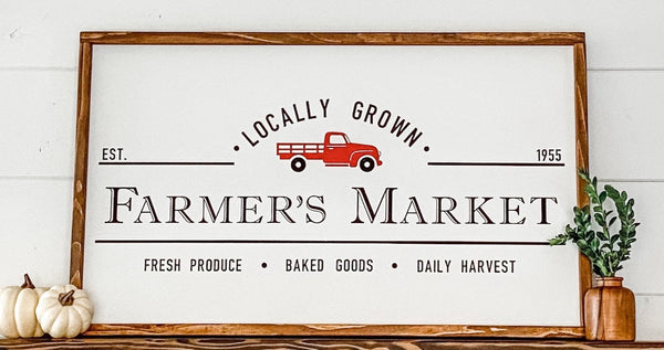 Handcrafted Farmer's Market sign made out of wood