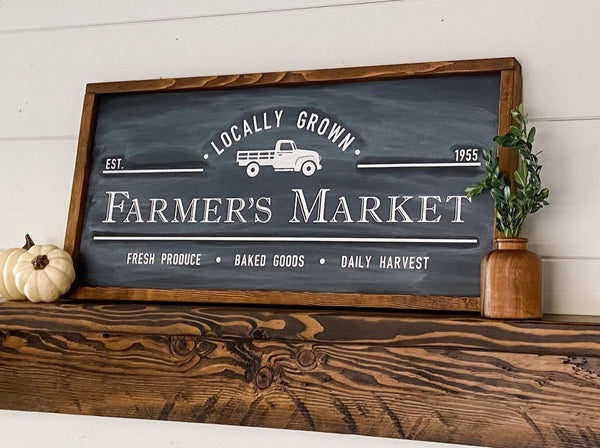 Handcrafted Farmer's Market sign made out of wood