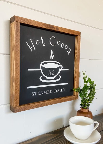 Handcrafted Hot Cocoa sign made out of wood