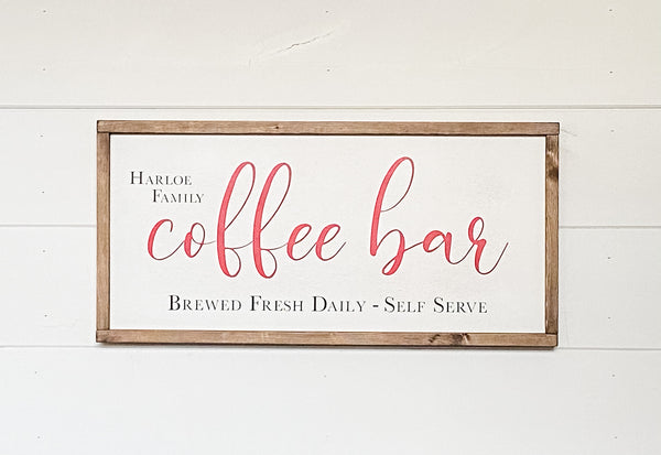 Handcrafted wooden farmhouse-style Coffee Bar sign