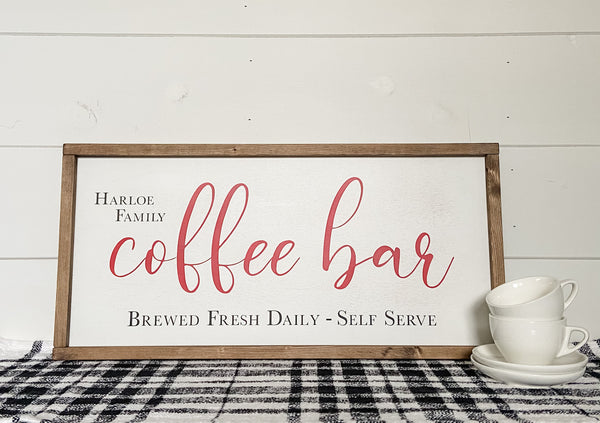 Handcrafted wooden farmhouse-style Coffee Bar sign