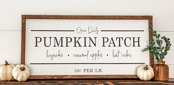 Handcrafted Pumpkin Patch sign made out of wood