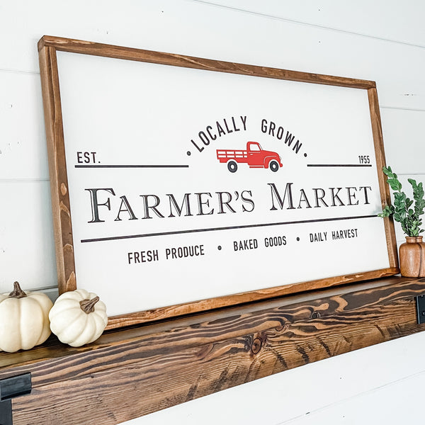 Handcrafted Farmer's Market sign made out of wood